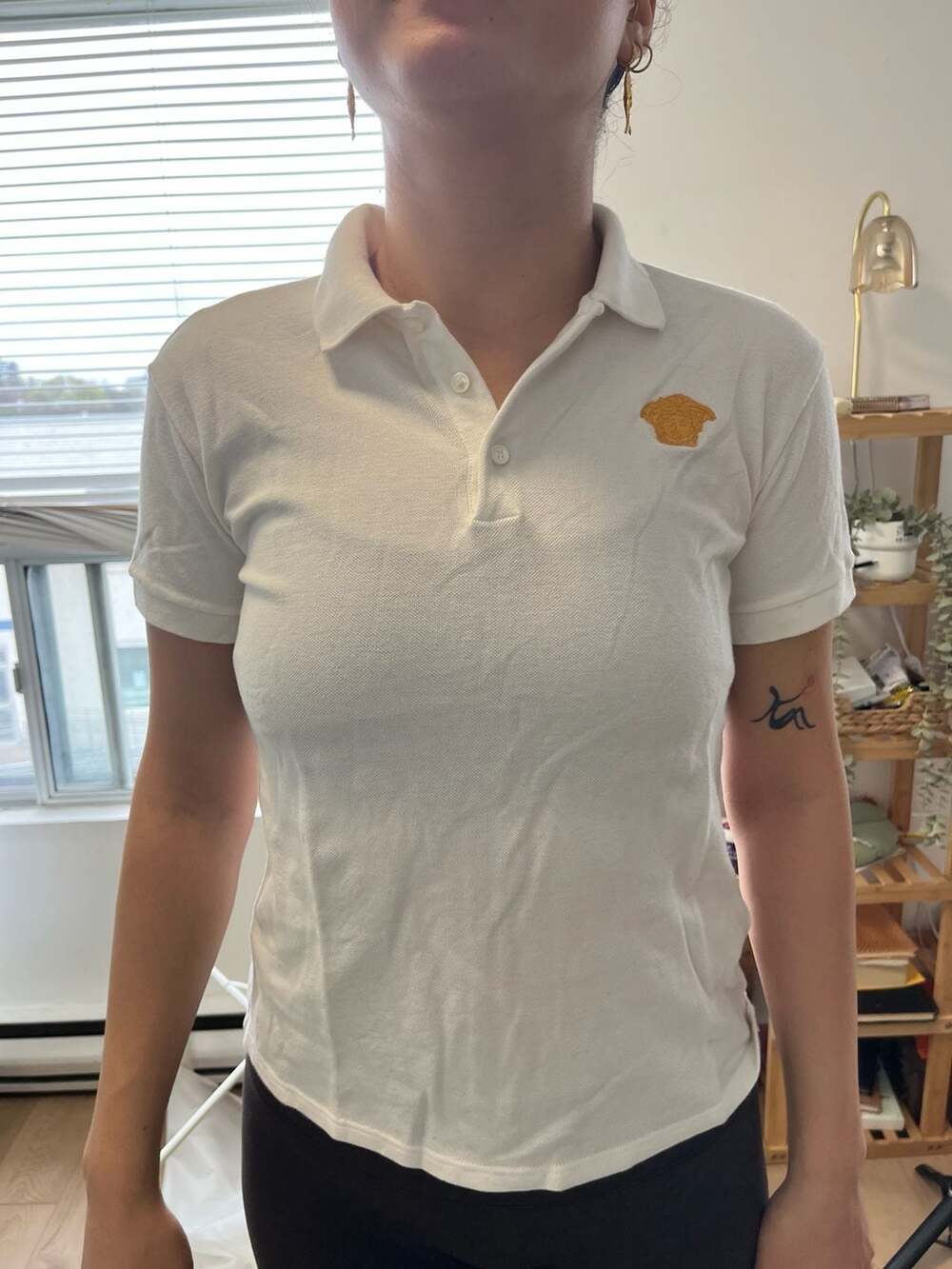 Versace Kids Medusa Embroidery Logo White Polo Shirt